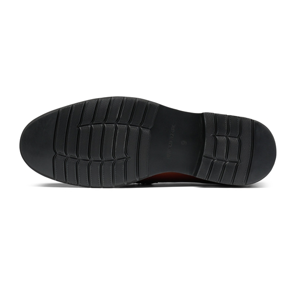 Men's Smooth PU Leather Penny Loafers - DARK BROWN - 4